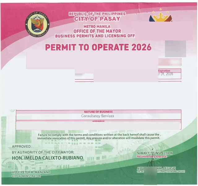Pasay 营业许可 2026（已脱敏）